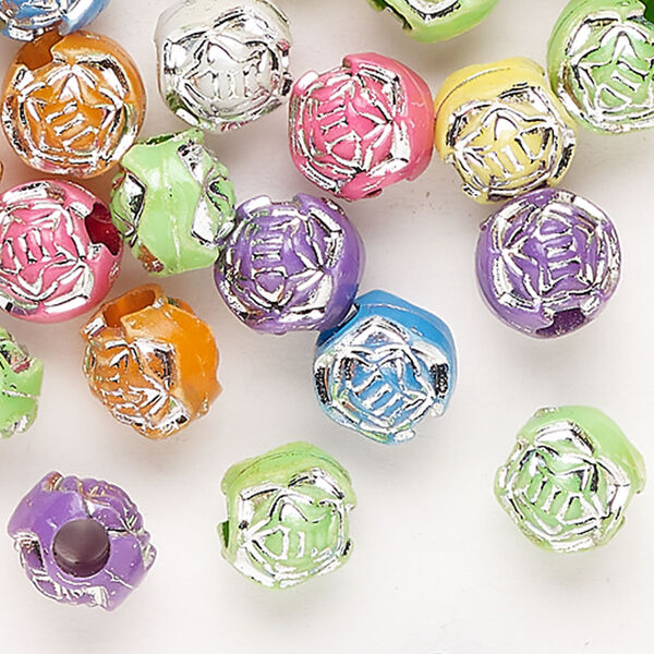 Bead 1pkg1 acrylic, 10mm round, 1 ounce mix silver / mixed colors image number 0