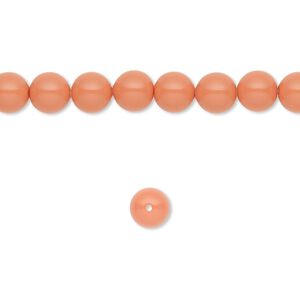 Pearl 50pk coral, Crystal Passions® 6mm round 5810