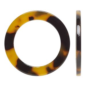 Focal, resin, translucent tortoise, 34mm undrilled open round. Sold per pkg of 6.