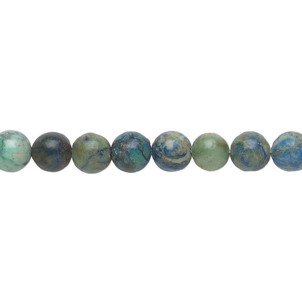 Bead, chrysocolla (stabilized), 6mm round, B grade, Mohs hardness 2 to 4. Sold per 15-1/2" to 16" strand. image number 0