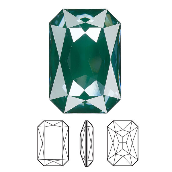 Fancy stone 24pk crystal pine green ignite LacquerPRO, Swarovski® 27x18mm emerald cut 4627 image number 0