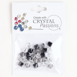 Bead mix 1pkg30 crystal / griege / jet Crystal Passions® 6mm bicone