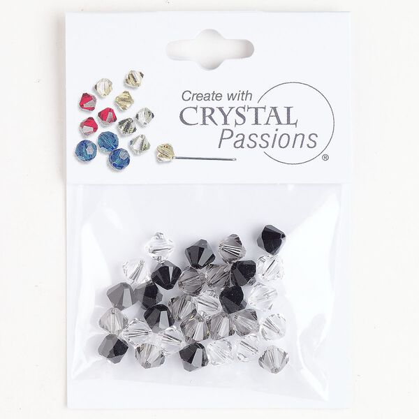 Bead mix 1pkg30 crystal / griege / jet Crystal Passions® 6mm bicone image number 0