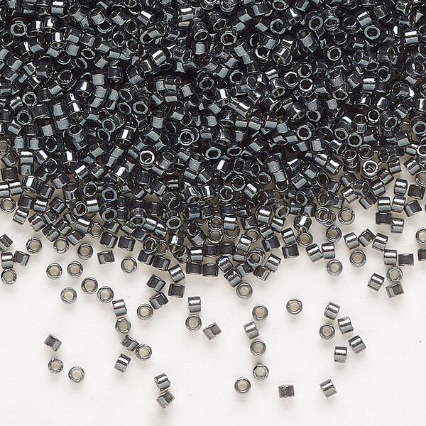 Seed bead, Delica®, glass, pkg/7.5g, #11 round, translucent steel-lined luster crystal clear (DB-2394). image number 0