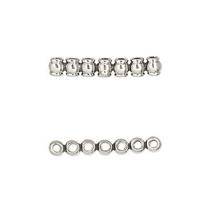 Spacer bar, sterling silver, 24x3mm 7-strand tube. Sold individually.