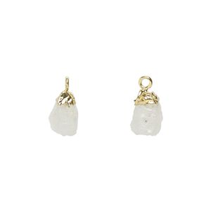 Rainbow moonstone / sterling silver 1pkg1, electrocoated gold-plated hand-cut nugget drop natural 8x5mm-9x7mm