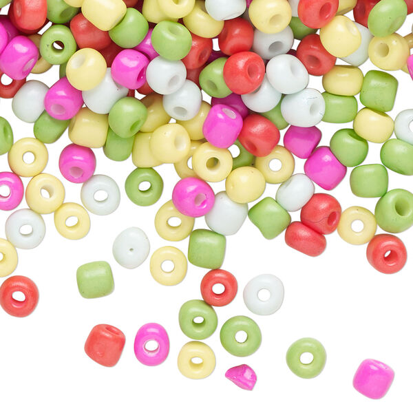 Seed bead mix, glass, pkg/50g, #6 round, opaque mixed colors. image number 0