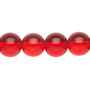 Bead, glass, light red, 12mm round. Sold per 36-inch strand.