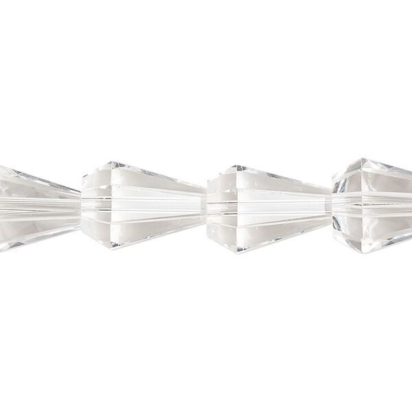 Bead, glass, crystal clear, 13x9mm faceted teardrop. Sold per 15-1/2 to 16-inch strand. image number 0