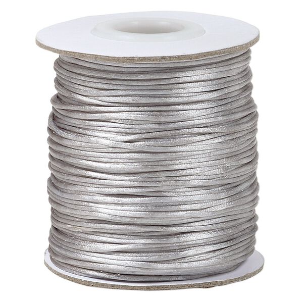 Cord, Satinique™, satin, silver, 1mm mini. Sold per 200-foot spool. image number 0