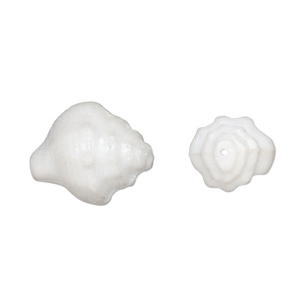 Bead, Preciosa, Czech pressed glass, opaque alabaster luster, 15x12mm nassa shell. Sold per pkg of 10. image number 0