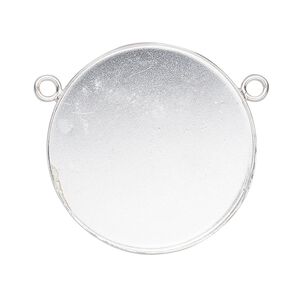 Connector, Almost Instant Jewelry®, fine silver, 31mm closed-back round with 30mm round bezel setting. Sold individually.