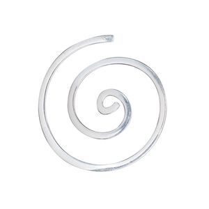Component, sterling silver, 26x22mm flat spiral. Sold individually.