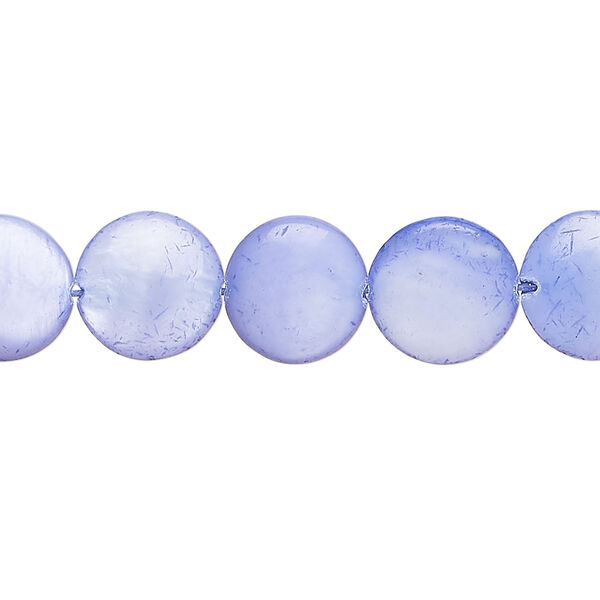 Mother-of-pearl shell 1pkg1, puffed flat round bead 15 inch dark periwinkle 11-12mm image number 0