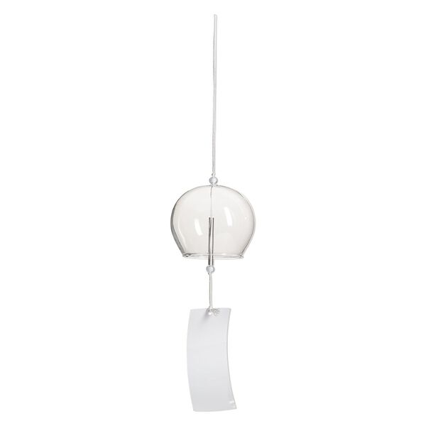 Wind chime, glass/rayon/paper, clear, 3x2-1/2-inch dome with acrylic beads. Sold individually. image number 0