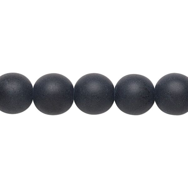 Bead, Preciosa, Czech glass druk, opaque matte black, 10mm round. Sold per 15-1/2" to 16" strand. image number 0
