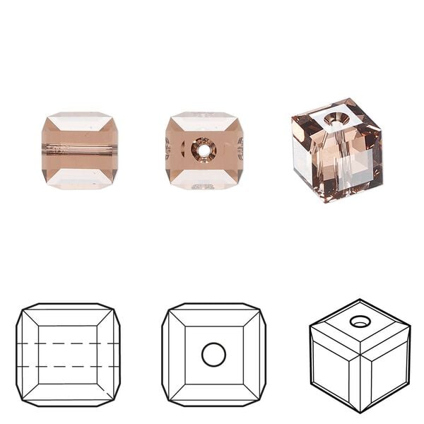 Bead 6pk blush rose, Crystal Passions® 8mm cube 5601 image number 0