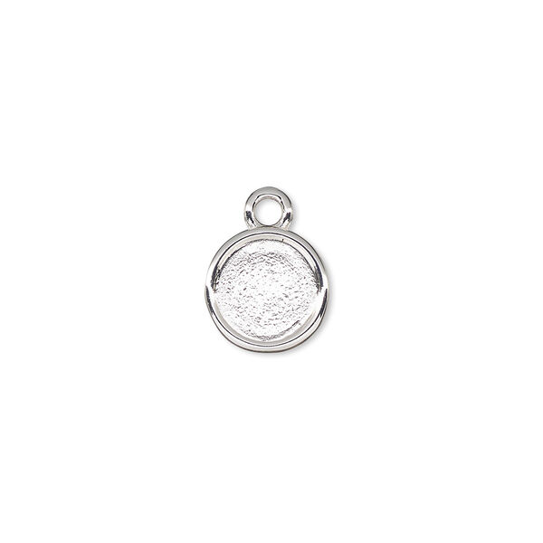 Drop, Almost Instant Jewelry®, silver-plated "pewter" (zinc-based alloy), 10.5mm flat round with SS40 rose setting. Sold per pkg of 2. image number 0