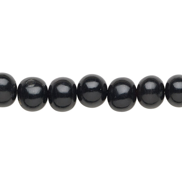 Bead, horn (dyed / waxed), black, 8mm hand-cut round. Sold per 15-1/2" to 16" strand. image number 0