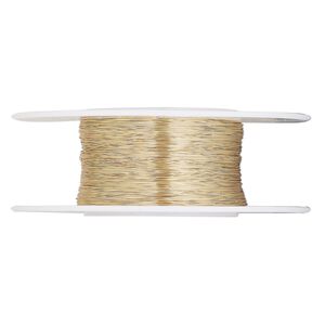 Wire, 12Kt gold-filled, half-hard, round, 34 gauge. Sold per 1/4 ounce spool.