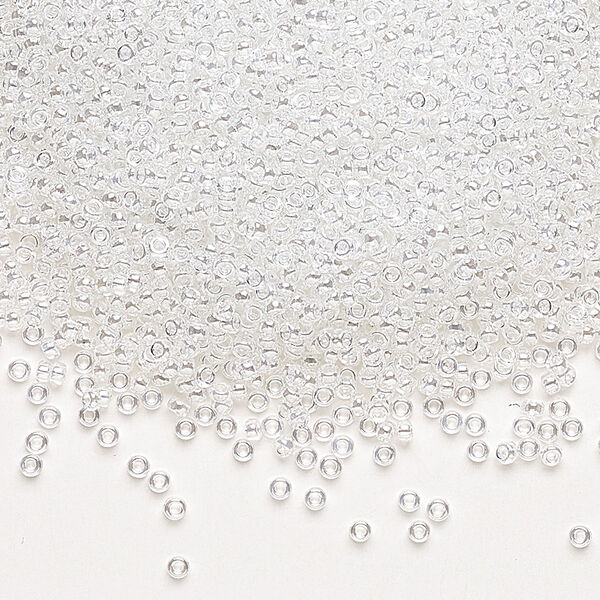 Seed bead, Miyuki, glass, pkg/250g, #15 rocaille, translucent luster crystal clear, (RR-160). image number 0