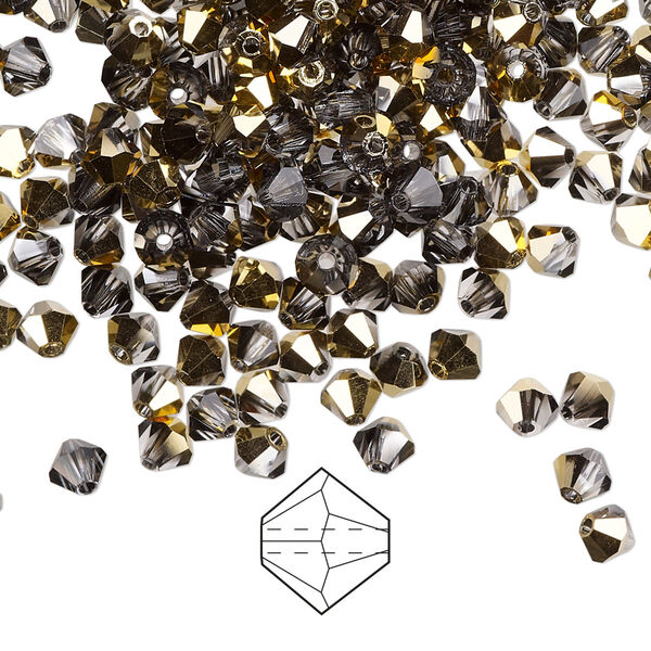 Bead 48pk crystal aurum, Preciosa Czech crystal 4mm bicone image number 0