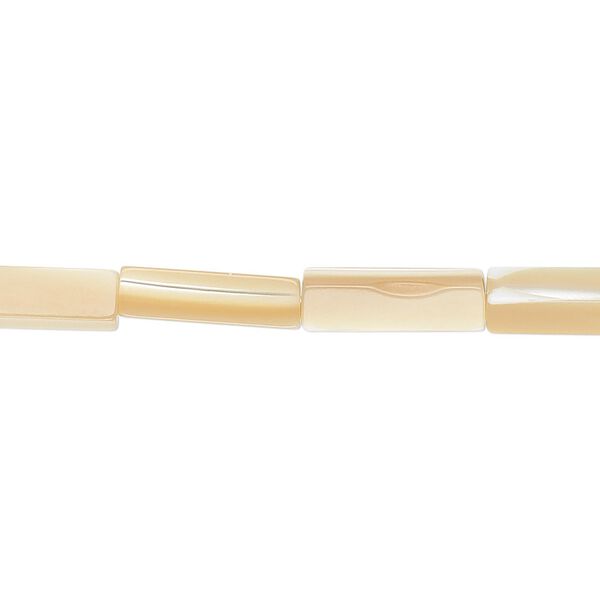 Bead, mother-of-pearl shell (natural), 13x4mm square tube, Mohs hardness 3-1/2. Sold per 15" to 16" strand. image number 0