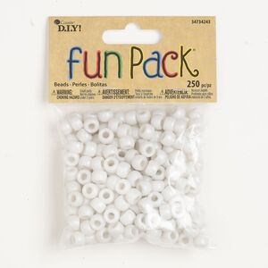 Bead 1pkg250, plastic, pearlescent white, 9x6mm pony.