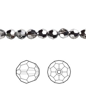 Bead 360pk crystal light chrome, Swarovski® 6mm round 5000