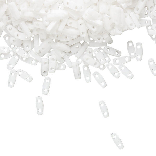 Seed bead, TILA®, glass, pkg/250g, 5x1.2mm quarter tila rectangle, opaque white, (QTL-402). image number 0