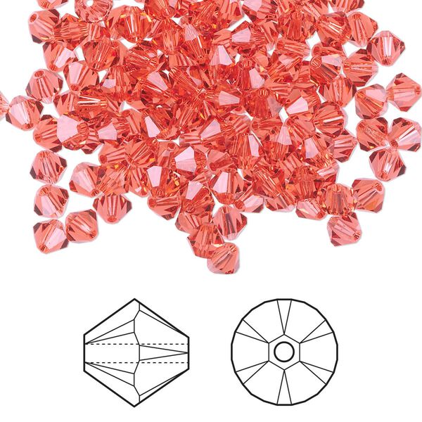 Bead 48pk padparadscha, Crystal Passions® 4mm bicone 5328 image number 0