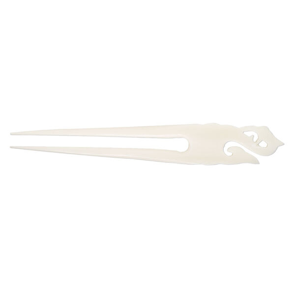 Hair stick, bone (bleached), pkg/1, 6 to 6-1/2 inches with fancy hook. image number 1