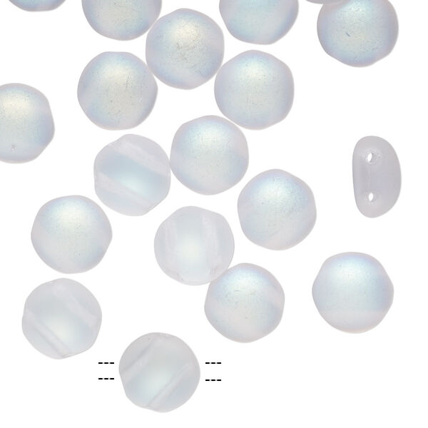 Bead, Preciosa Candy™, Czech pressed glass, translucent matte clear AB, 8mm candy with (2) 0.8-0.9mm holes. Sold per pkg of 20. image number 0