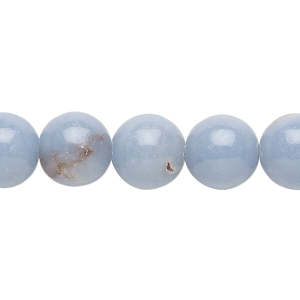 Bead, angelite (waxed), 12mm round, B grade, Mohs hardness 3 to 3-1/2. Sold per 15-1/2" to 16" strand. image number 0