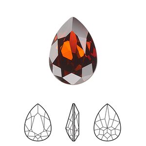 Fancy stone 1pk smoked amber foil back, Crystal Passions® 18x13mm pear 4320
