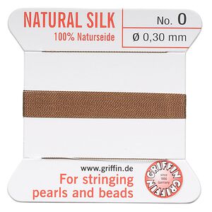 Thread, Griffin, silk, brown, size #0. Sold per 2-meter card (approximately 78 inches).