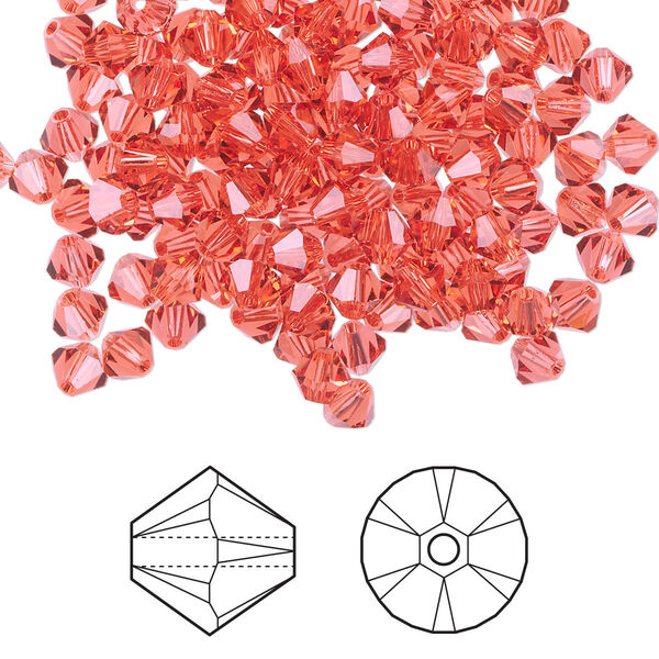 Bead 48pk padparadscha, Crystal Passions® 4mm bicone 5328 image number 0