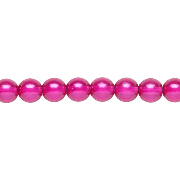Bead, Czech pearl-coated glass druk, hot pink, 6mm round. Sold per 15-1/2" to 16" strand. image number 0