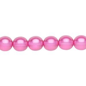 Bead, Czech pressed glass, pearlized pink, 8mm round. Sold per 15-1/2" to 16" strand, approximately 50 beads.