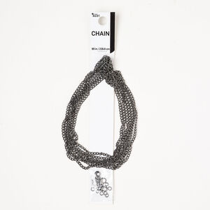 Chain / finding mix 1pkg13, 3mm curb / 12x6mm lobster claw clasp / 4mm 21-gauge jump ring, gunmetal-finished brass