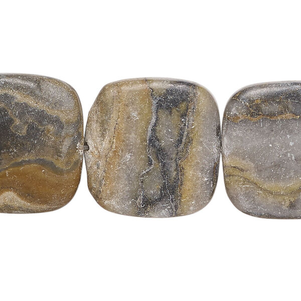 Brown-grey marble 1pkg1, rounded flat rectangle bead natural, 15 inch 20-21mm image number 0