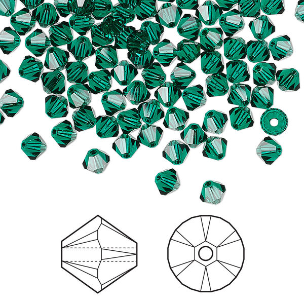 Bead 144pk emerald, Crystal Passions® 4mm bicone 5328 image number 0