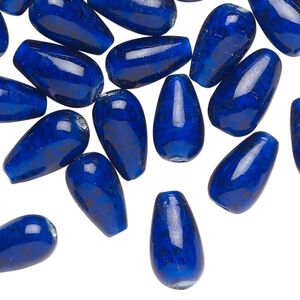 Bead, glass, translucent cobalt blue, 13x8mm teardrop. Sold per 1-ounce pkg, approximately 25 beads.