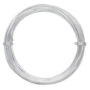 Wire, anodized aluminum, silver, 1mm round, 18 gauge. Sold per pkg of 45 feet.