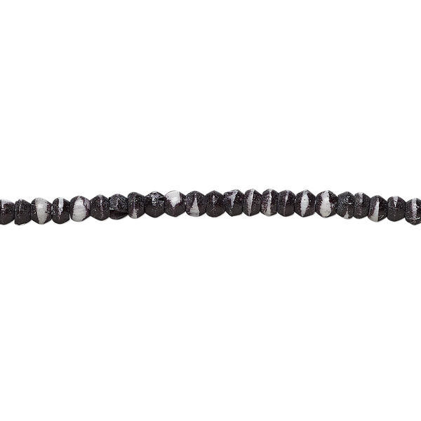 Bead, bone (dyed), white and black, 2mm round. Sold per 15-1/2" to 16" strand. image number 0