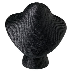 Display, necklace, paper twine, black, 7x7x6 inches. Sold individually.