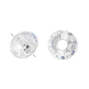 Bead 12pk 32 facets clear, Celestial Crystal® Dione® 14x8mm rondelle