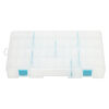 Organizer, ArtBin® tarnish inhibitor, plastic, clear and teal blue, 14-1/8 x 9 x 2 inches, 19 adjustable compartments. Sold individually. image number 1