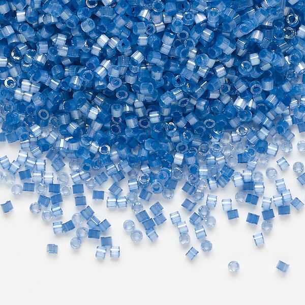 Seed bead, Delica®, glass, pkg/50g, #11 round, opaque silk satin inside dyed color dusk blue (DB-1811). image number 0