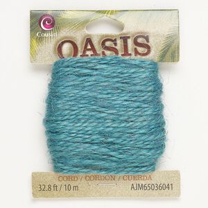 Cord, fiber, pkg/10m, teal, 2mm round.